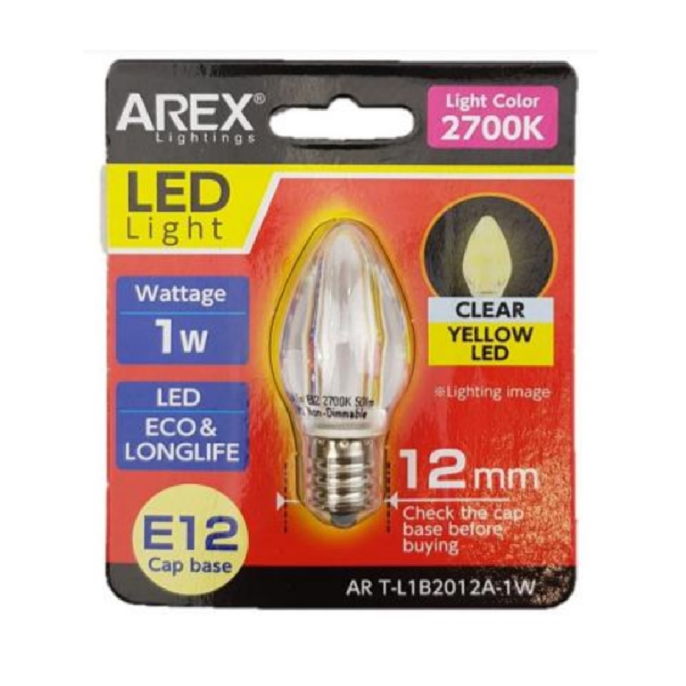 AREX E12 2700K LED Bulb Clear Yellow 1W